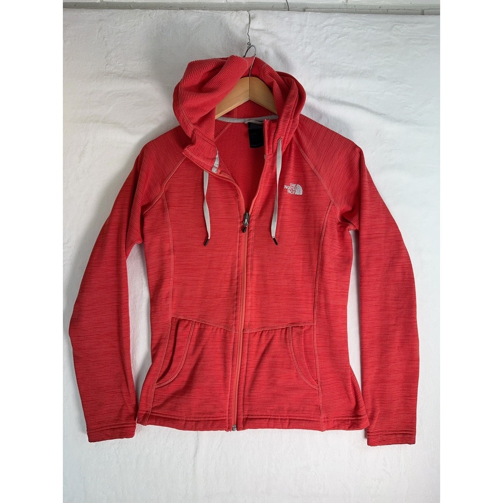 North Face Hoodie Womens Small‎ Red Full Zip Fleece Jacket Outdoors Activewear